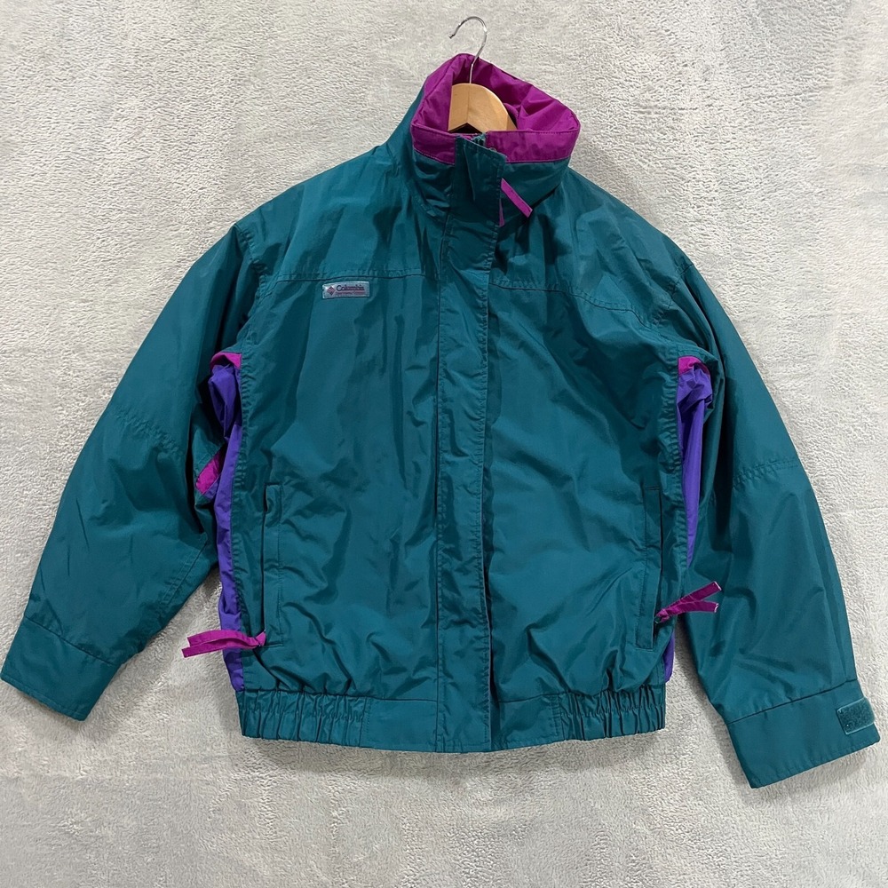VTG Columbia‎ Jacket Women XL 90s Bugaboo Nylon Green Purple Y2K VTG